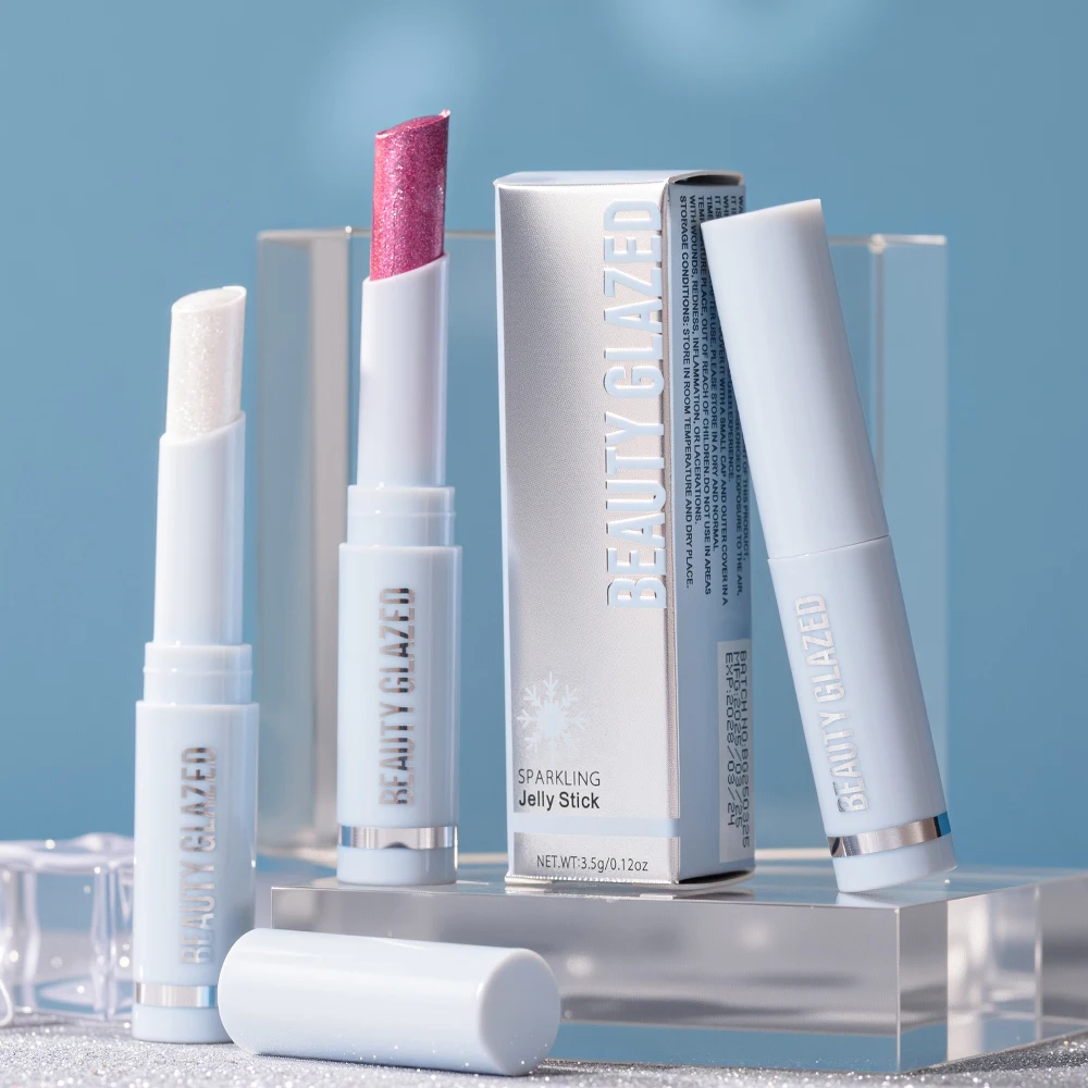 Beauty Glazed 6 色スパークリング ゼリー アイシャドウ スティック、パール ファイン チューブ ファイン グリッター デリケート ゼリー ハイライト コンター スティック