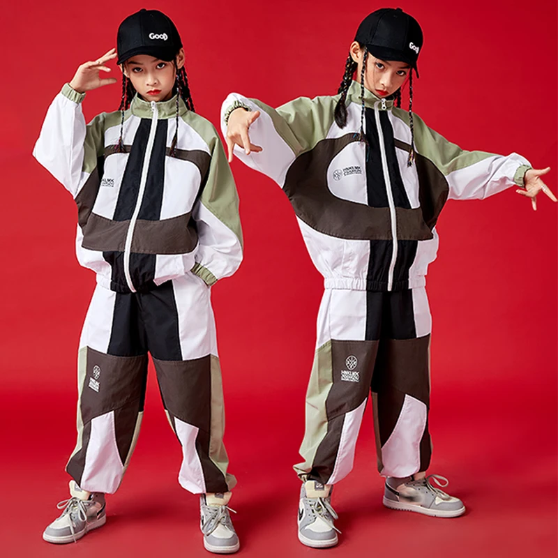 Wear Girls Loose Coat Pants Boys Hiphop Suit Ballroom Dance Rave Clothes Kids Hip Hop Dance Costume Autumn Street Dance