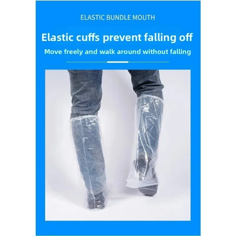 5pairs Thickened Disposable Waterproof Shoe Covers, Waterproof and Anti Slip Transparent Plastic Shoe Covers for Breeding Farms