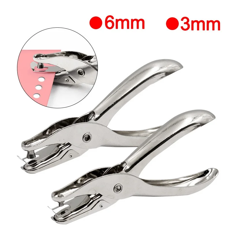 1 Pc Metal 6mm/3mm Pore Diameter Punch Pliers Single Hole Puncher Hand Paper Scrapbooking Punches 1-8 Pages Paper Hole Puncher