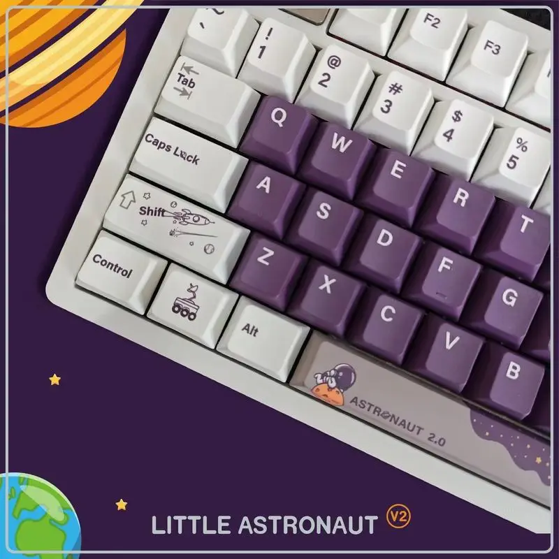 Mechanical Keyboard Keycaps Pbt Full Five Sided Thermal Sublimation Original Factory Height Keycaps Space Theme Ergonomics