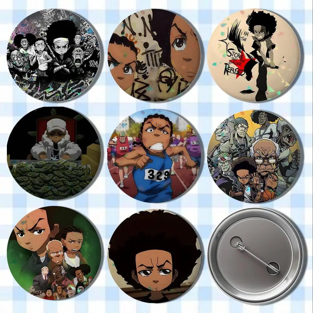 

Cartoon The B-Boondocks Badges Button Round Creative Pin Brooch Badge Bag Decor Accessories Fans Collect Friends Gifts