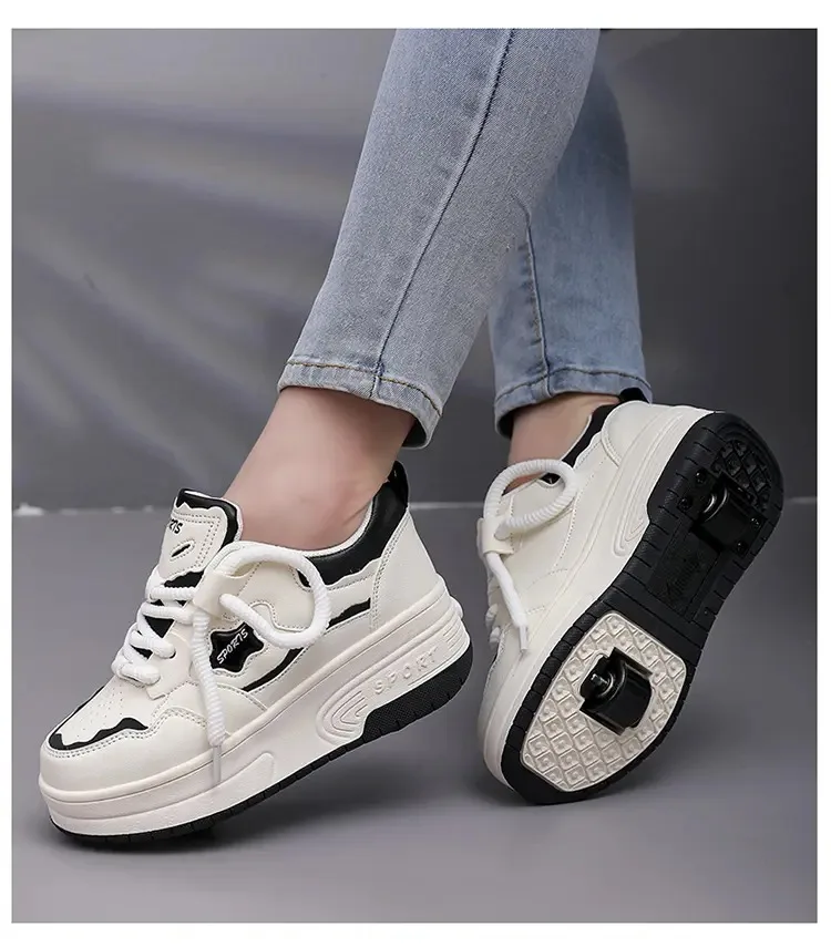 

Kids Two Wheels Roller Skating Shoes With Light Magic Stick Walking Shoes Detachable Wheels Roller Skate Shoes