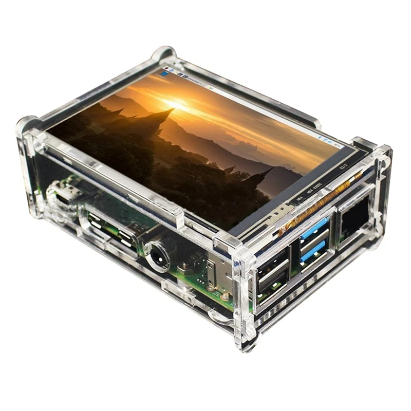 For Raspberry Pi 4B 3.5Inch LCD Display 480X320 With Acrylic Case Compatible With Cooling Fan For Raspberry Pi 4B