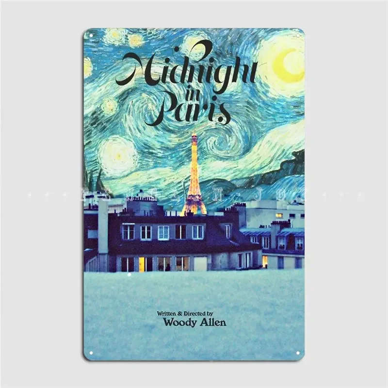 Midnight In Paris Metal Plaque Poster Cinema Garage Home Funny Painting Décor Tin Sign Posters