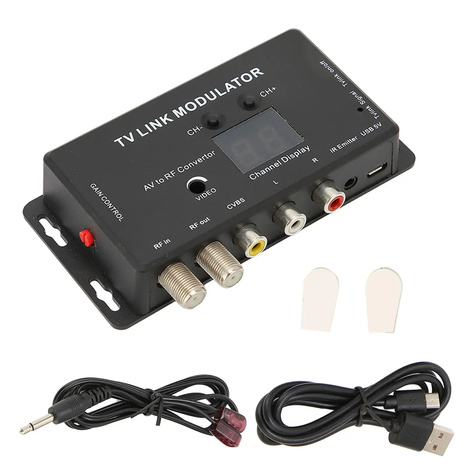 

TM70RG TV Link Modulator with PAL/NTSC Support, Adjustable Output Gain, Multifunctional UHF Home Converter - USB DC 5V