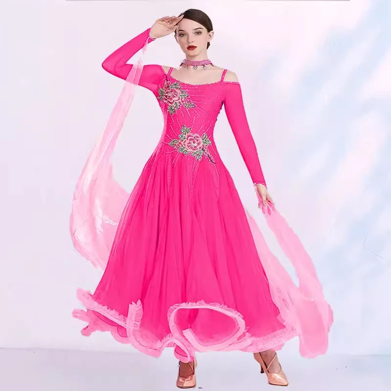 Customized 2024 New Ballroom Dance Competition Dresses  Women Standard Modern Dance Dress Big Swing  Waltz Dancewear Costumes