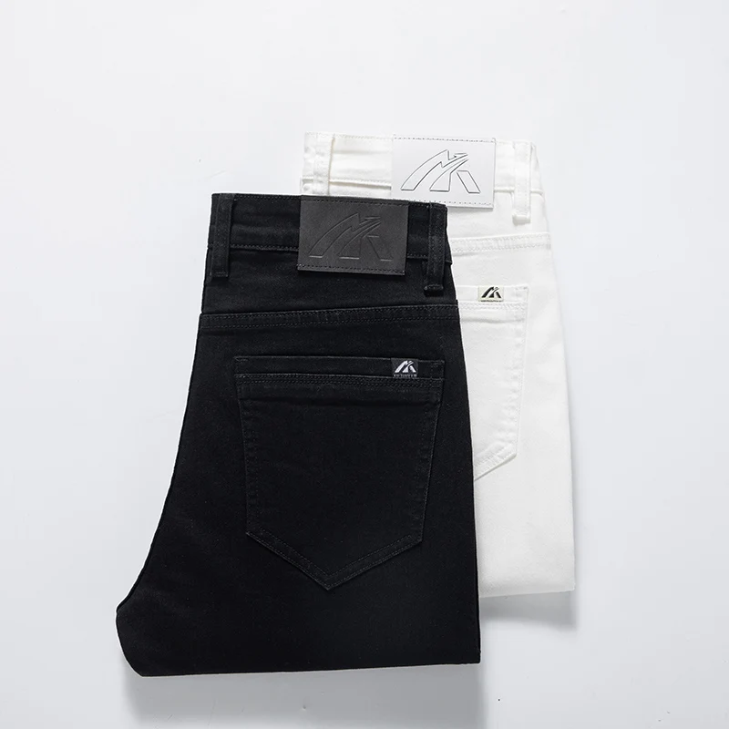 Pantalones vaqueros blancos ajustados de estilo clásico para hombre, pantalones de mezclilla elásticos de algodón, moda de negocios, alta calidad,