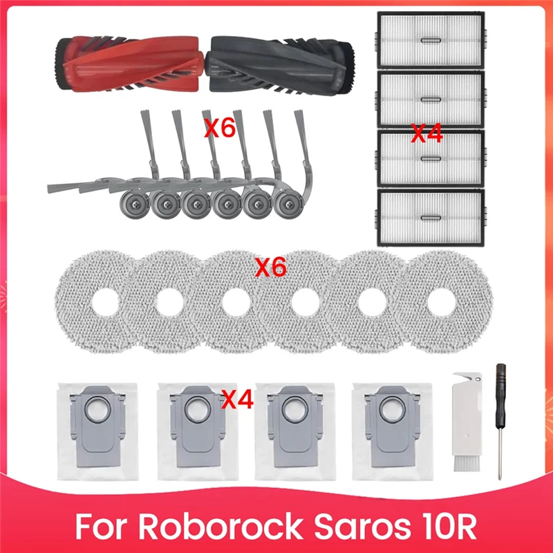 

WORTHOWN-комплект сменных аксессуаров для робота-пылесоса Roborock Saros 10R, основная боковая щетка, фильтр Hepa, сумки для швабры