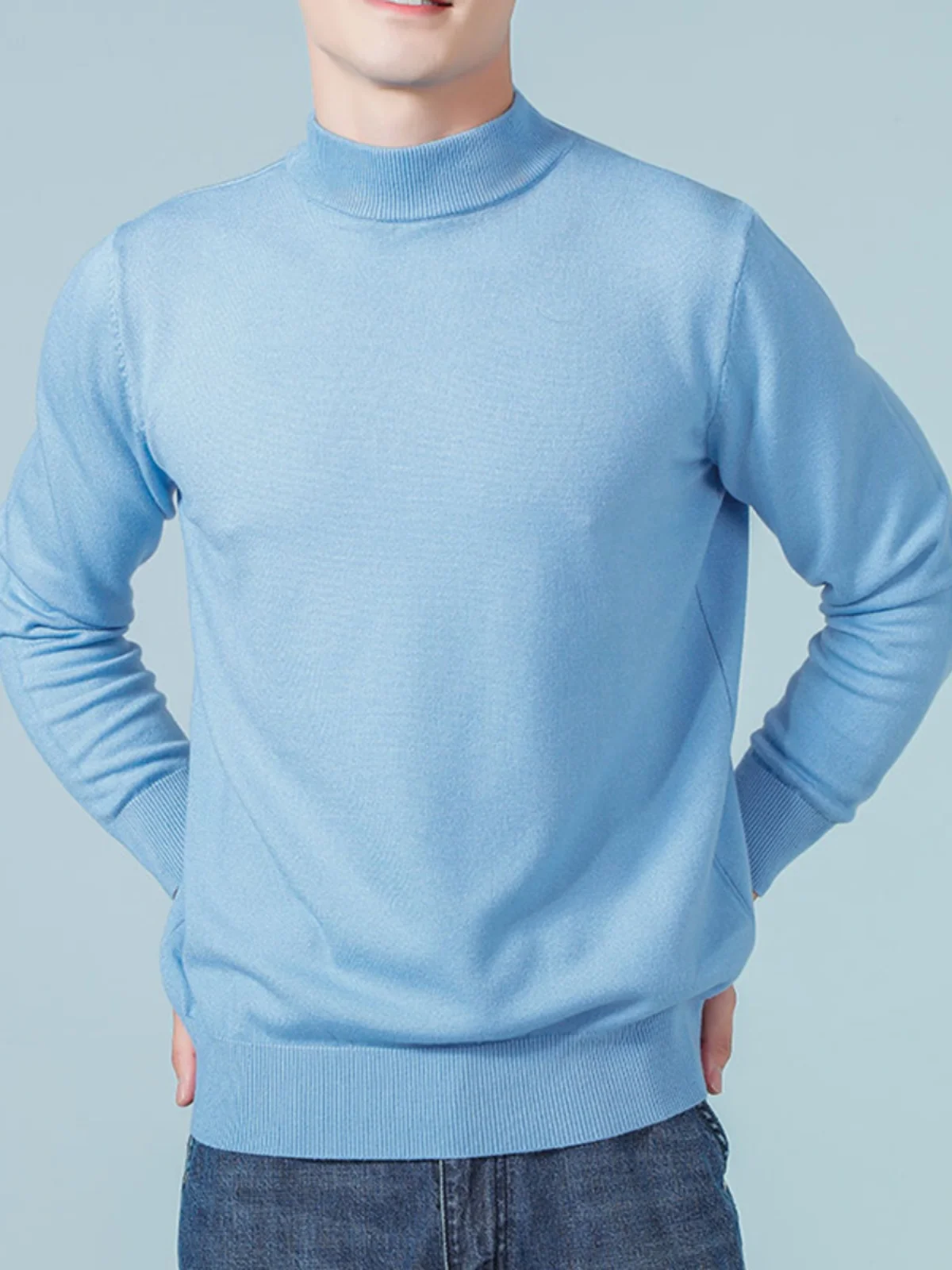 

Мужской свободный вязаный свитер Thiened большого размера с высоким воротником, шерстяной повседневный модный теплый дышащий свитшот для отдыха