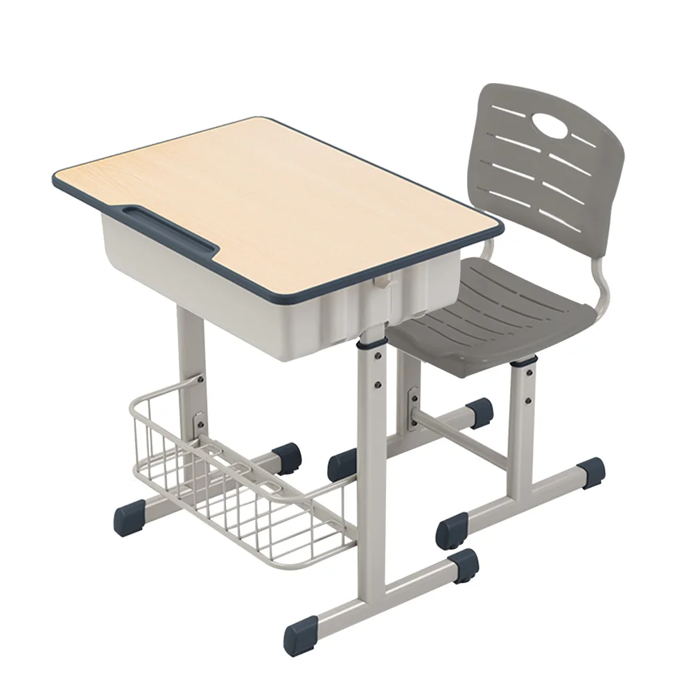 Single set of school furniture Comfortable and adjustable Other materials Classroom chair Student table design Commercial
