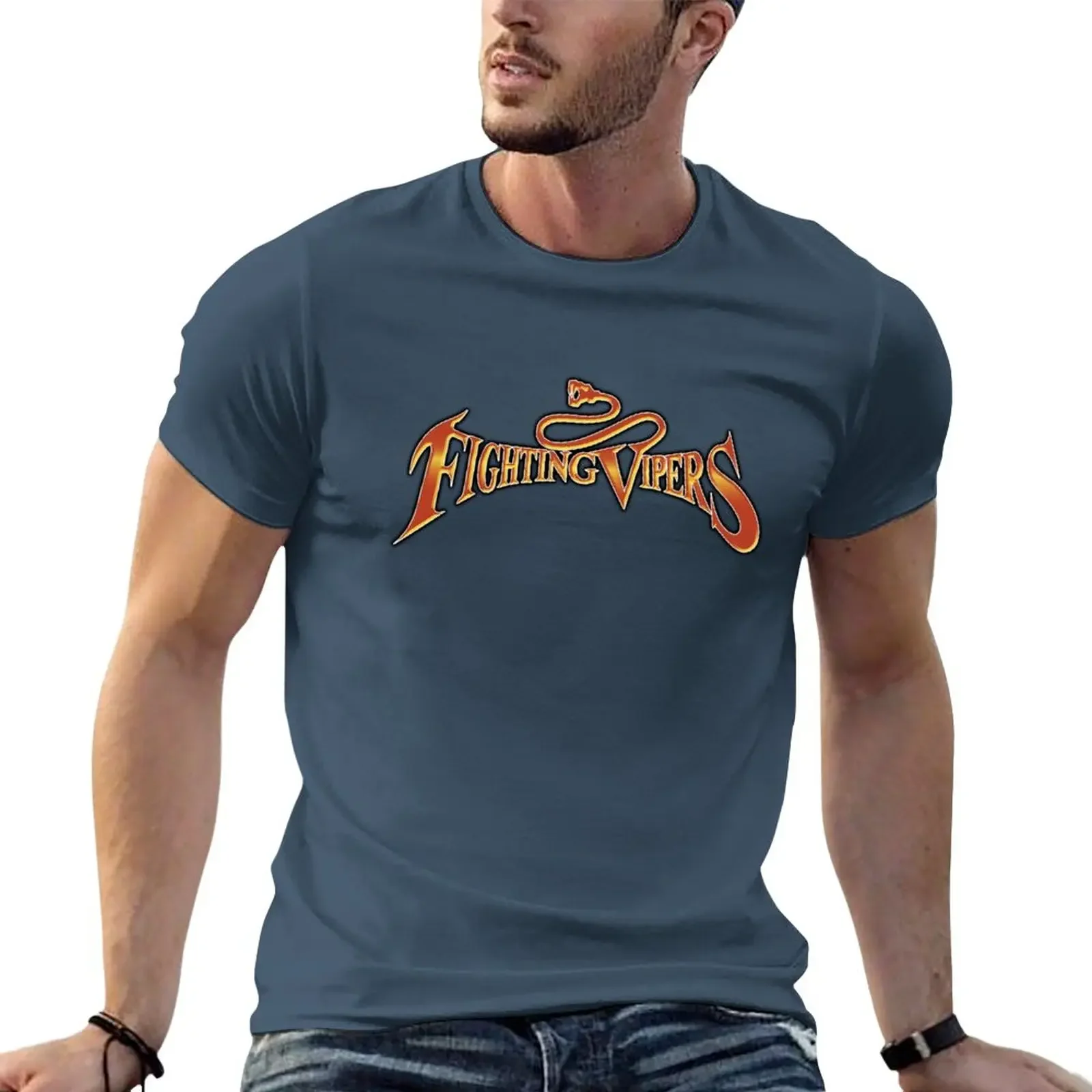 Fighting Vipers logo T-Shirt heavyweights for a boy customs Men's t shirts