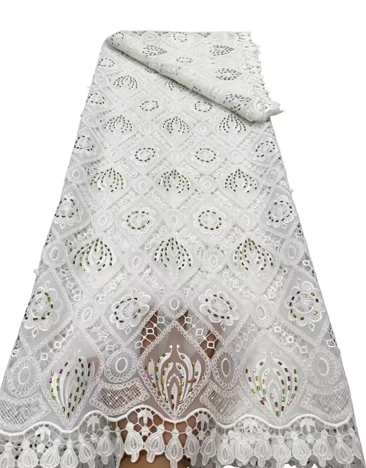 New African Water Soluble Lace Fabric Hollow Out Colours Gem Guipure Cord Lacel 2026 High Quality for Women Wedding Dress Sewing