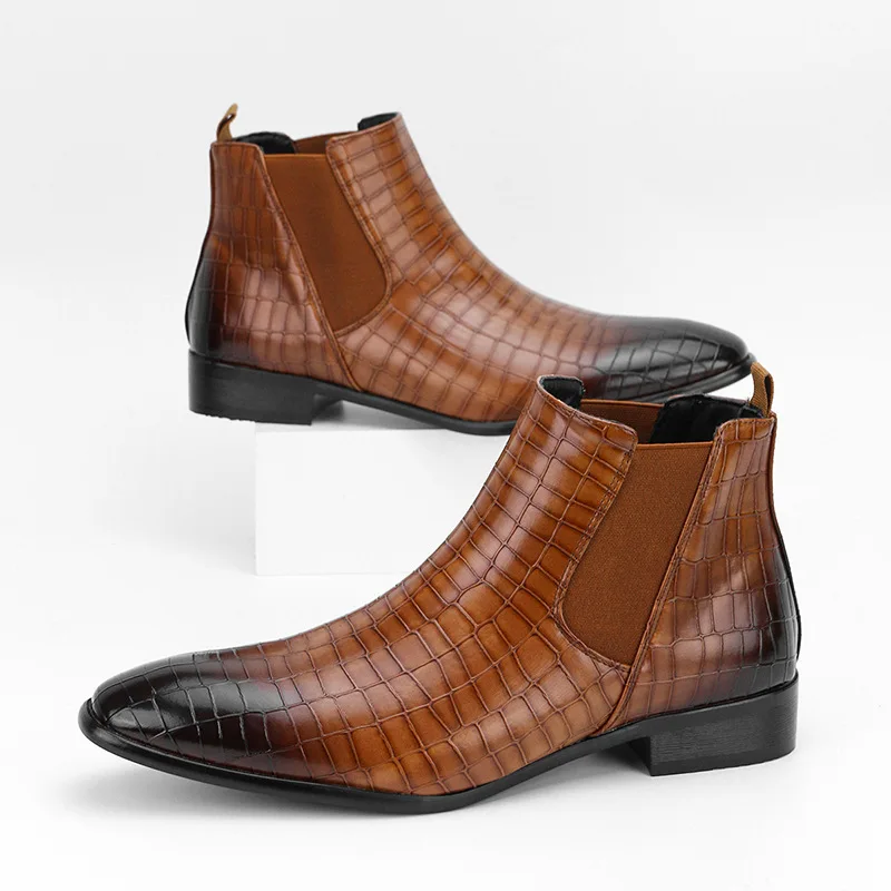 Size 40-50 Men's Chelsea Boots New Leather Shoes Boots for Men High Top Shoes Men's Leather Boots Casual Business Shoes