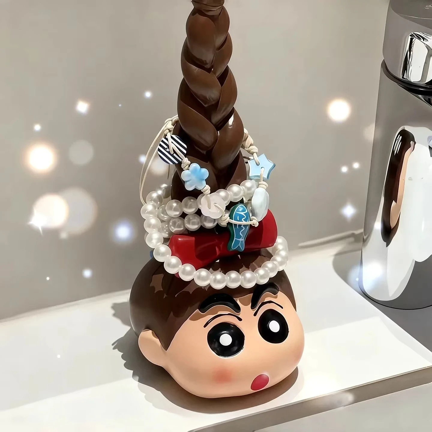 Crayon Shinchan Sky-high braided hairstyle Ring Storage Rack Ins Style Necklace Jewelry Head Rope Storage Key Anti-Lost Rack