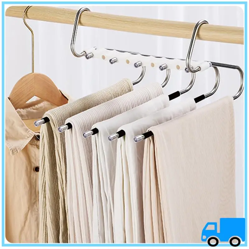 

Latest Multi-Functional Anti-Skid And Anti-Tilt Stainless Steel Trouser Rack Multi-Layer Seamless Trouser Rack Storage Black