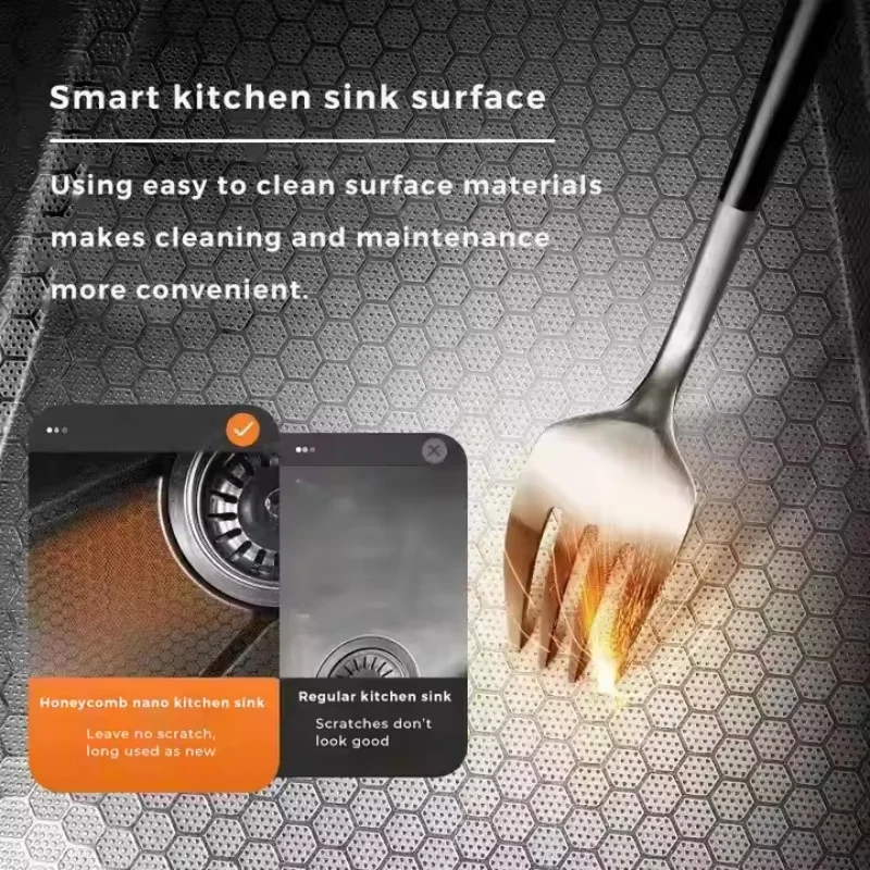 حوض مطبخ حديث من الفولاذ المقاوم للصدأ سميك 4 مم مع صنبور متعدد الوظائف بثلاث فتحات مصنوع يدويًا وفائق للاستخدام المنزلي