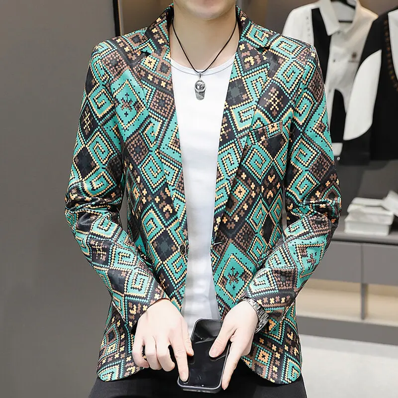 Business Casual Top Pattern Single-Breasted Suit Jacket Irregular Letter Pattern Print Small Suit Host