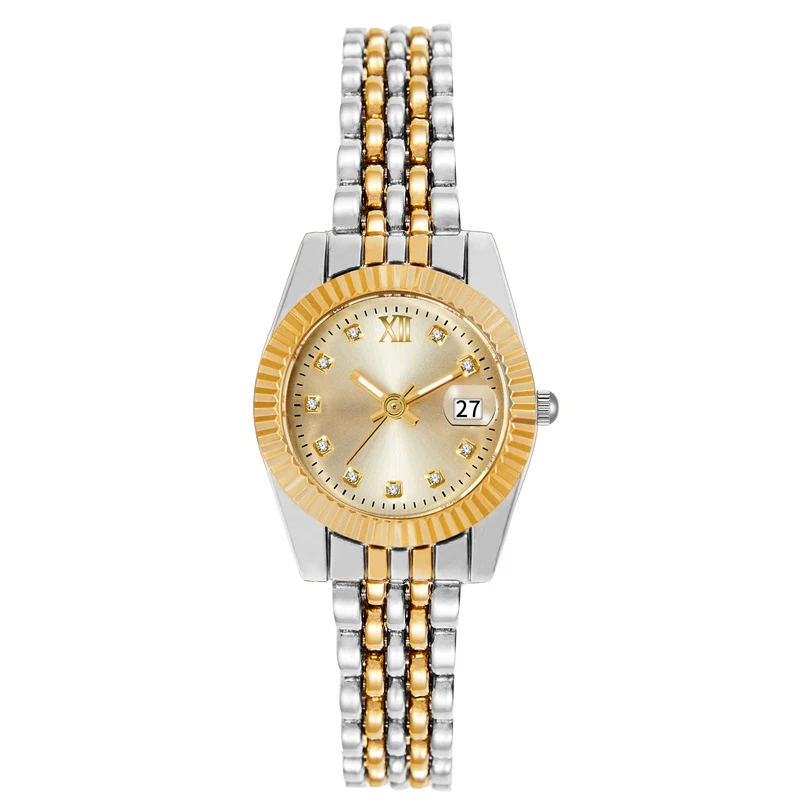 MAYZHISU Women Watch Calendar Light Luxury Retro Women Quartz Wristwatch Female Alloy Strap Business Clock Ladies Watch