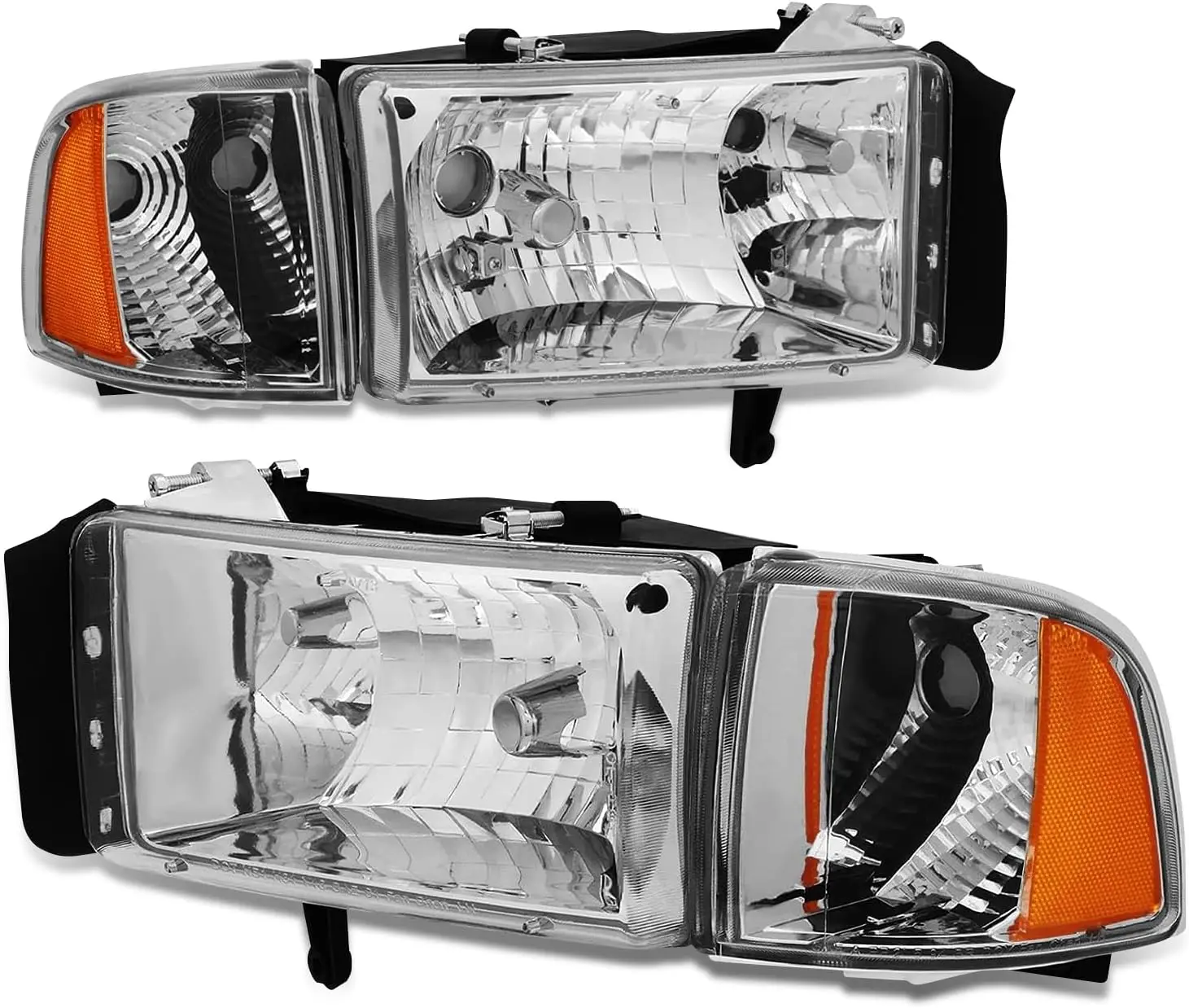 

Halogen Model 4Pcs Factory Style Headlights Assembly and Corner Lamp Compatible with Dodge Ram 1500 2500 3500 (Non-Sport Models)