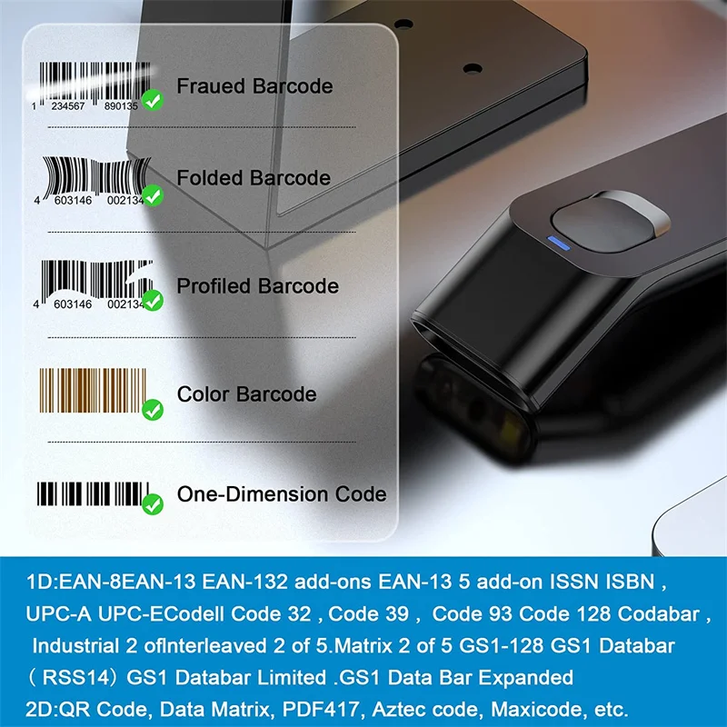 Imagem -02 - Jooytec-wireless Barcode Scanner 1d 2d Leitor Bluetooth Design Destacável Laptop Computadores Caixa Iphone Ipad Android