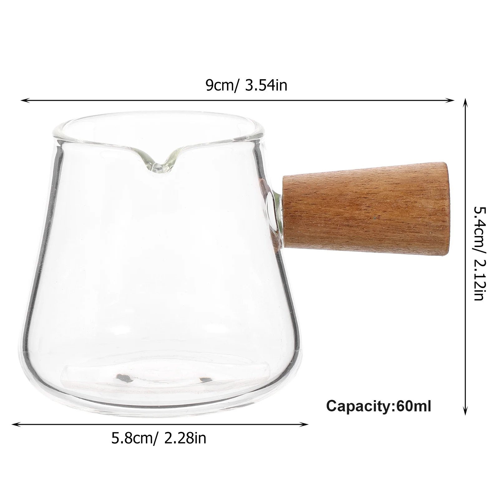 Glass Creamer Milk Jug with Wood Handle Simple Elegant Design for Coffee Tea Tableware Glass Pitcher for Home Kitchen