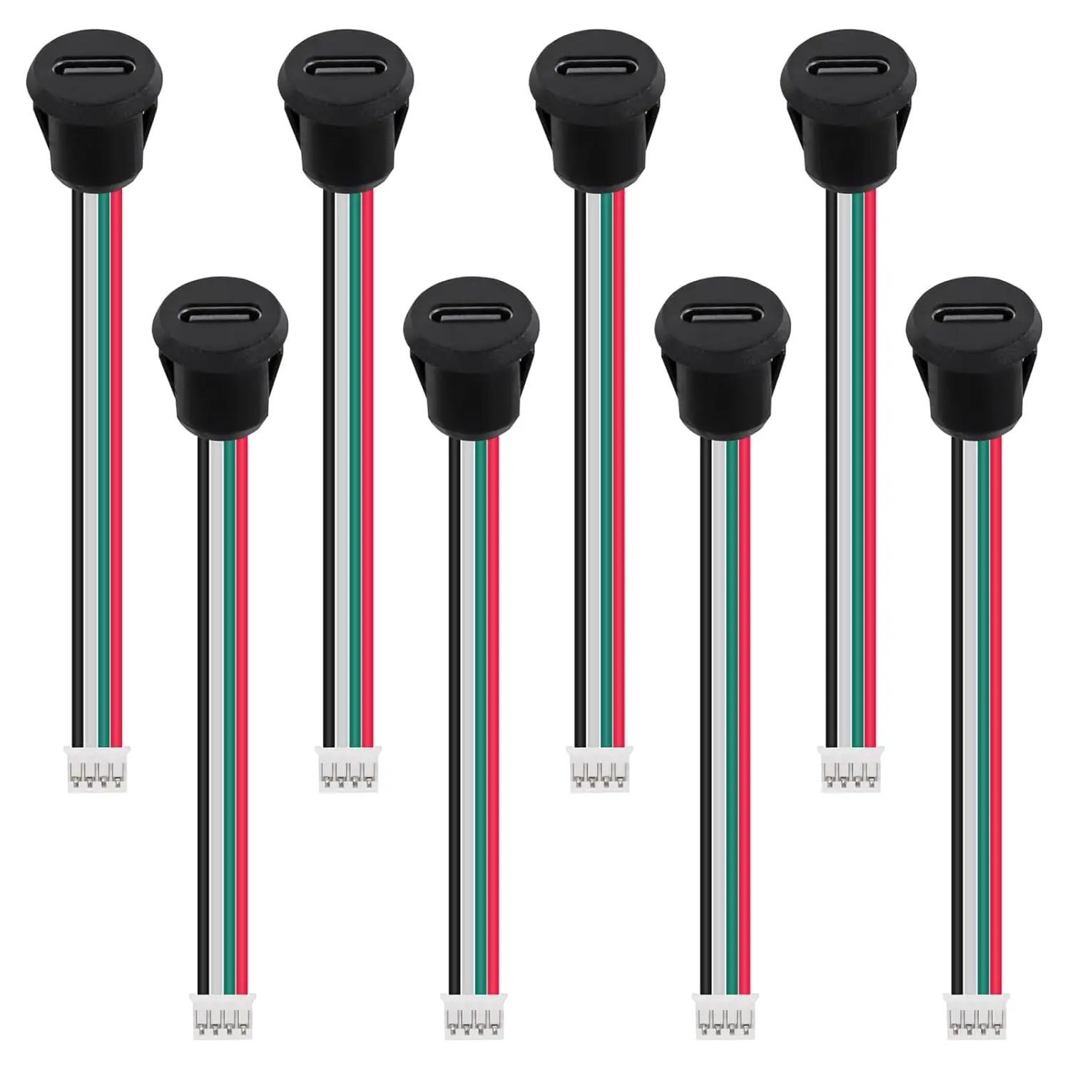 8pcs Type-C Female Chassis 4P Direct Crimp USB Female Chassis C Connector Jack Charging Port Waterproof with Card Buckle 3A High