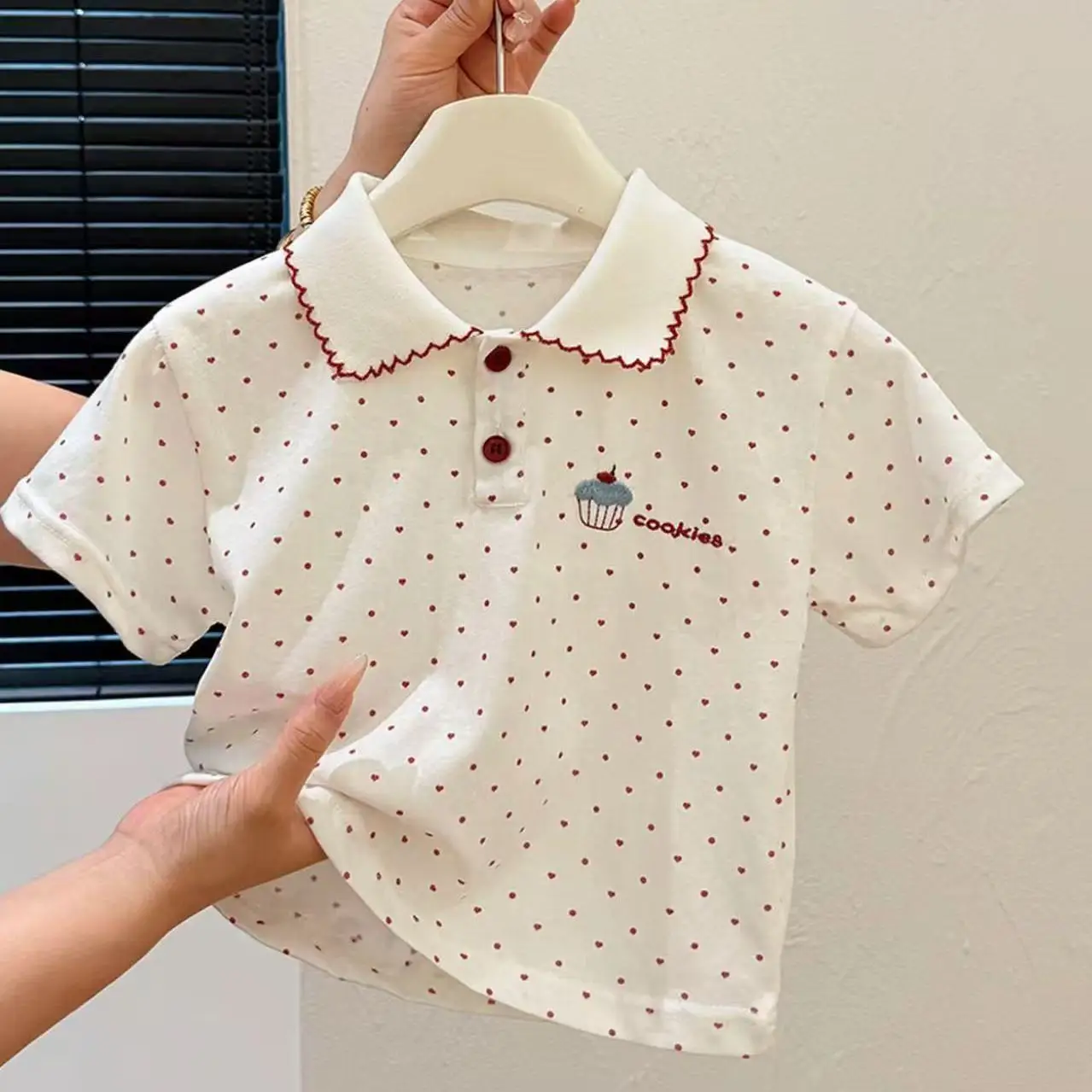 New girls' summer Korean style short sleeved stylish versatile T-shirt top cute