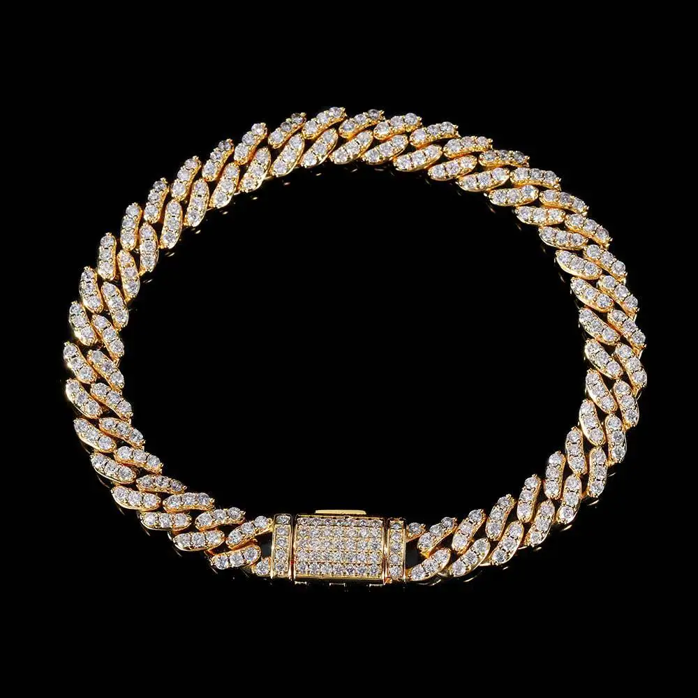 Hiphop 8mm 3A Zircon Cuban Bracelet Single Row 14k Gold Plated Miami Iced Cubic Zirconia Link Chain Bracelets Bangle Party Gift