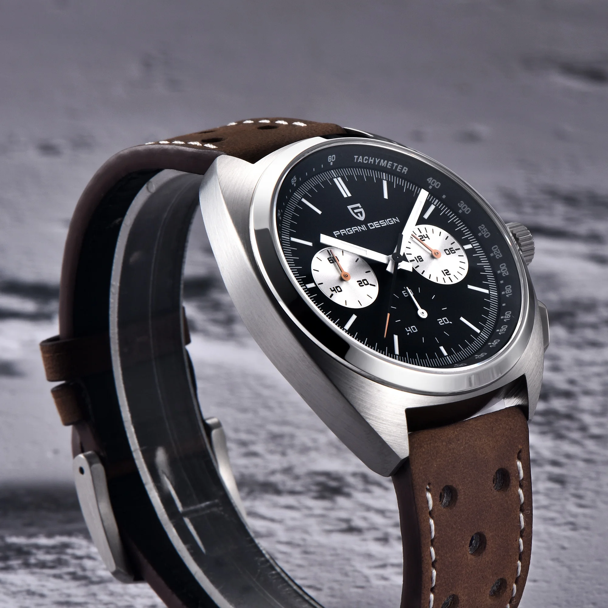 2026 New PAGANI DESIGN Quartz Panda Dial Watch Sapphire Luminous Waterproof Men Watch All Steel Japan Movt Luxury Chronograph view 4