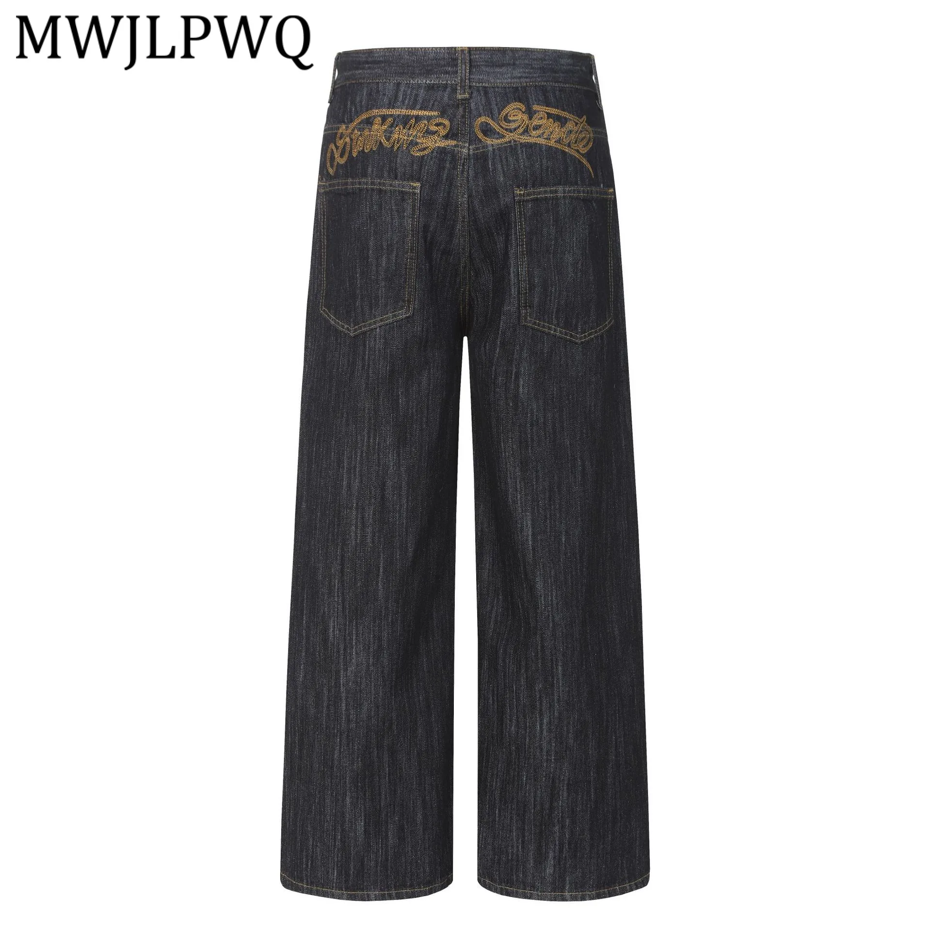 

MWJLPWQ American Street Style Embroidered Design Jeans For Men Trendy Straight-Leg Denim Pants 2026 Spring Autumn New 14700