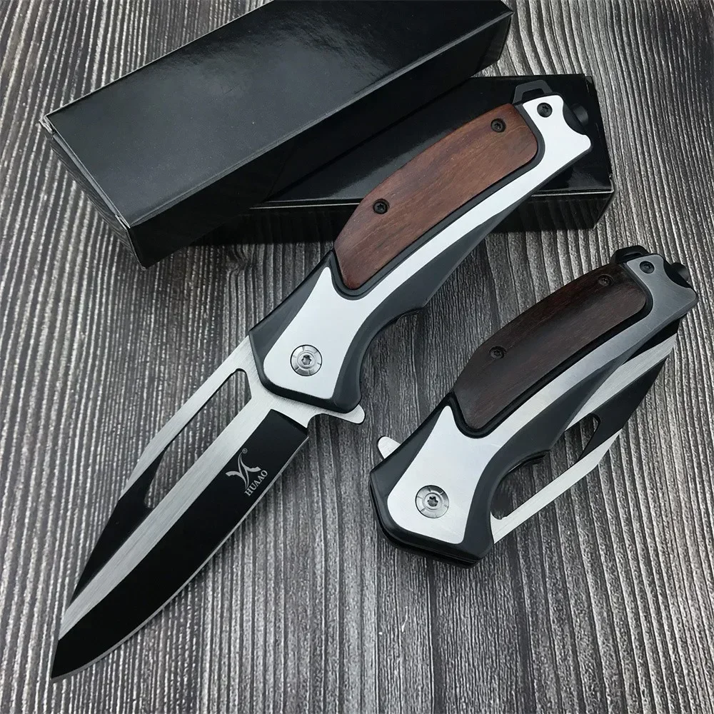 

HUAAO DA130 Bearing Flipper Assisted Folding Pocket Knife 5Cr13Mov Blade Colored Wood Handle Outdoor Camping Hunting EDC Tool