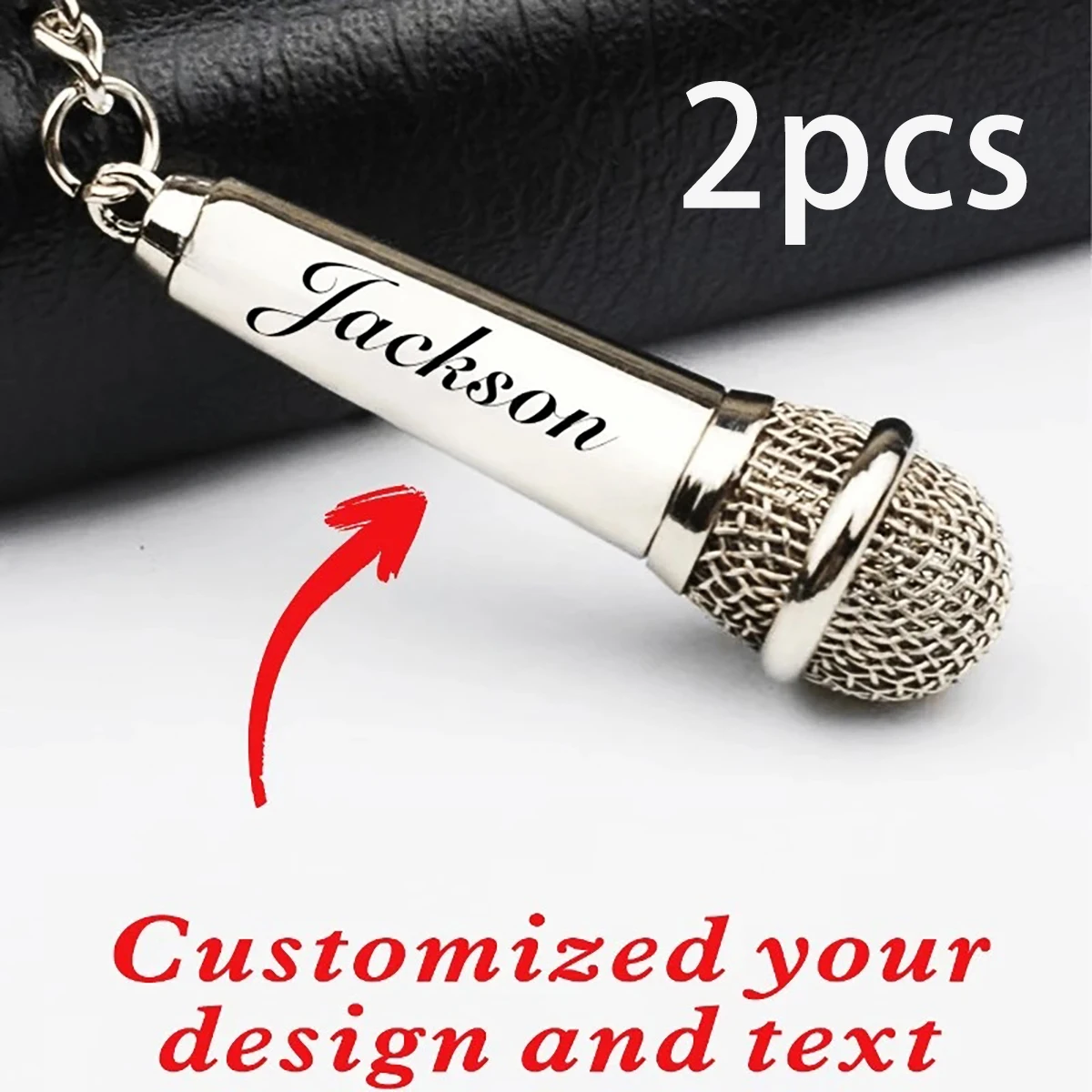 Custom Microphone Keychain with Name Engraving