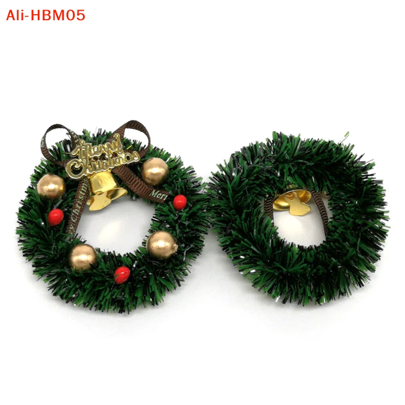 (HB05)1Pcs 6CM Miniature Wreath Doll House Christmas Tree Wall Decoration Accessories