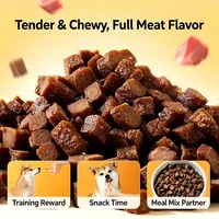 Beef Jerky Dog Treats, Premium Quality Raw Protein Warps for Dogs, Bite-Sized Training Treats & Food Topper, Cat Friendly 1