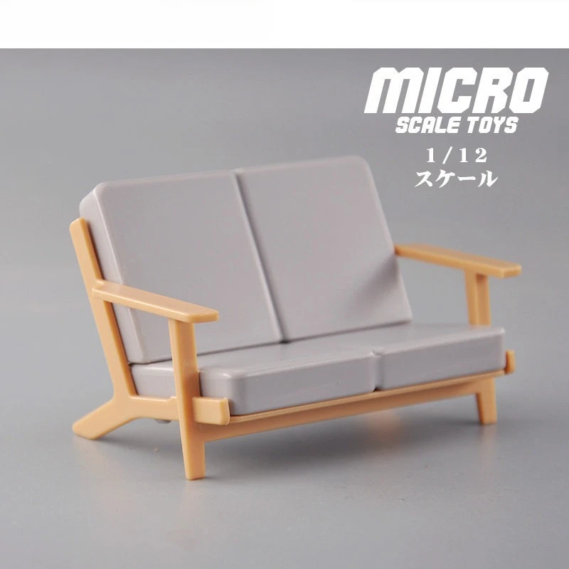 

1:12 Scale Large Double Sofa Miniature, Dollhouse Furniture for Action Figure Display, Collectible Model for Diorama Scene​