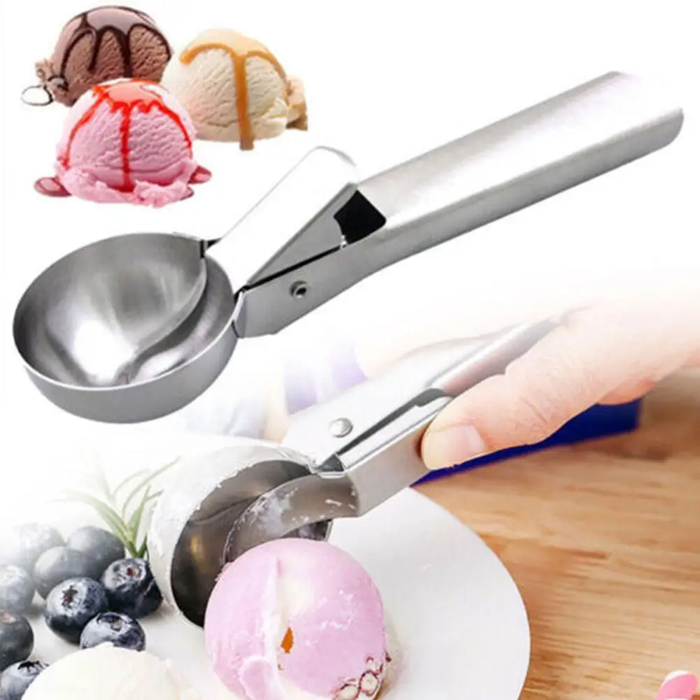 Stainless Steel Dual-purpose Ice Cream Scoop Ice Cream Scooper Multifunctional Fruit Scoop For Kitchen Supplies