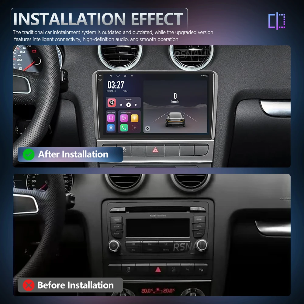 Android 16 Qualcomm Carplay Auto Navigation Radio Multimedia Player For Audi A3 8P 2003 - 2013 Head Unit Video Stereo Car Radio