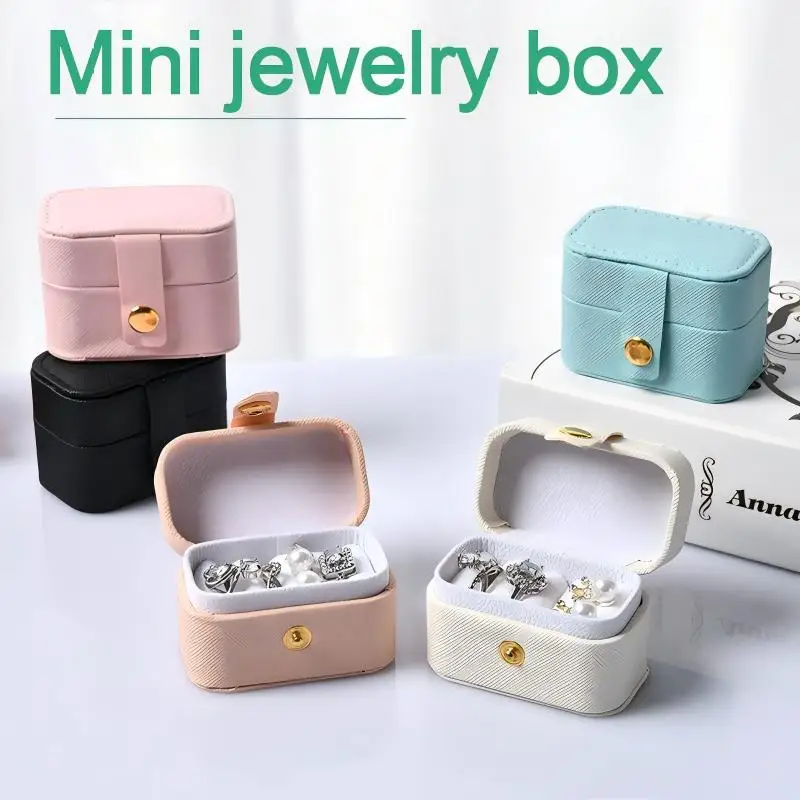 

Mini, minimalist, portable and convenient travel multi-layer flip ring box, earring earrings, PU leather jewelry box