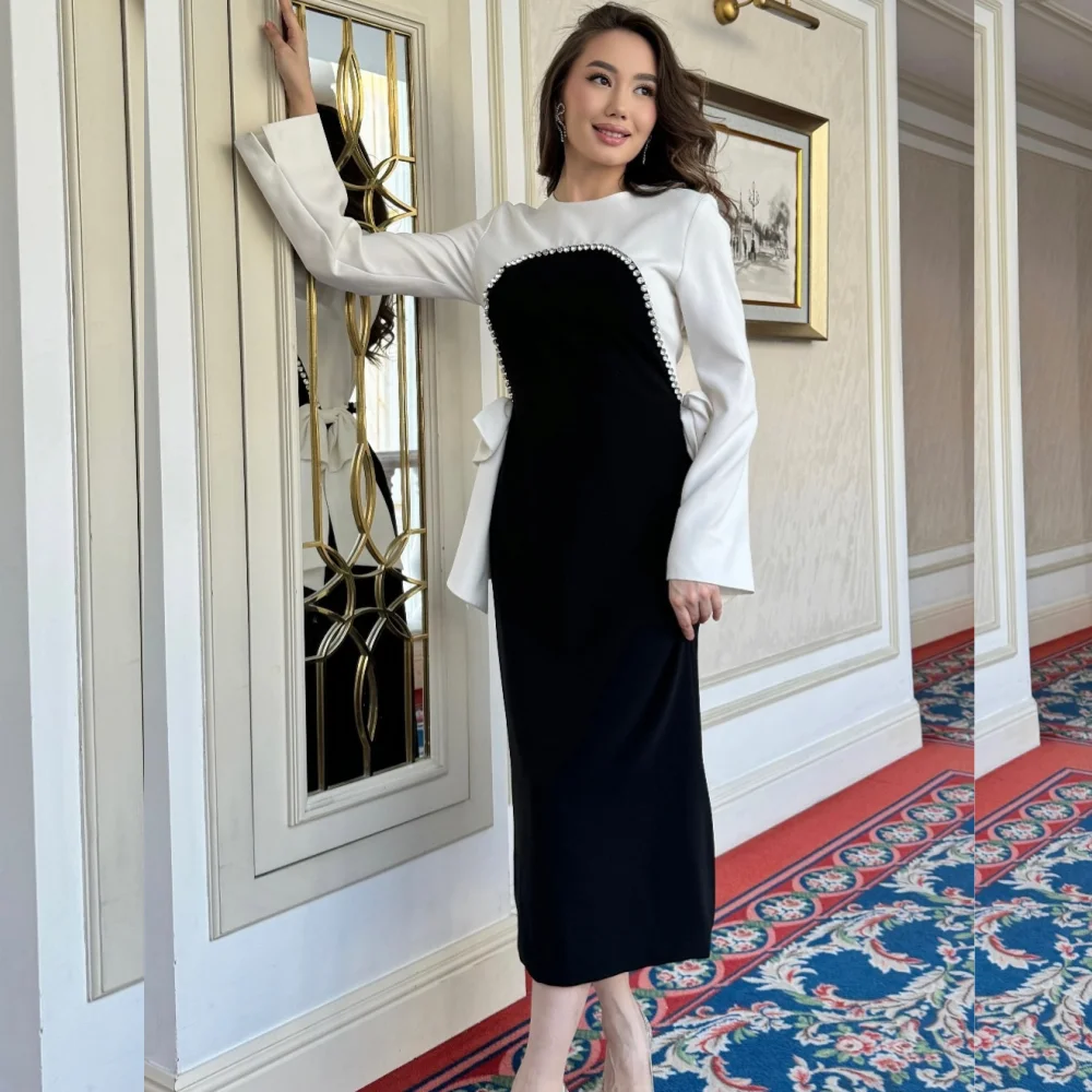 

Customized High Quality Jersey Sequined A-line Scoop Neck Midi Dresses Bespoke Occasion Elegant Exquisite