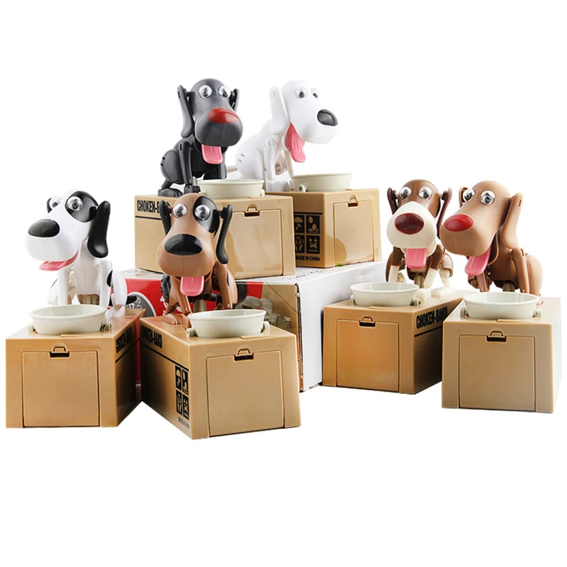 1Pc giocattolo per bambini cartone animato carino mangiare soldi barattolo di risparmio per cani soldi divertenti mangiare giocattoli per cani bambini vaso di risparmio giocattolo regalo di compleanno di natale