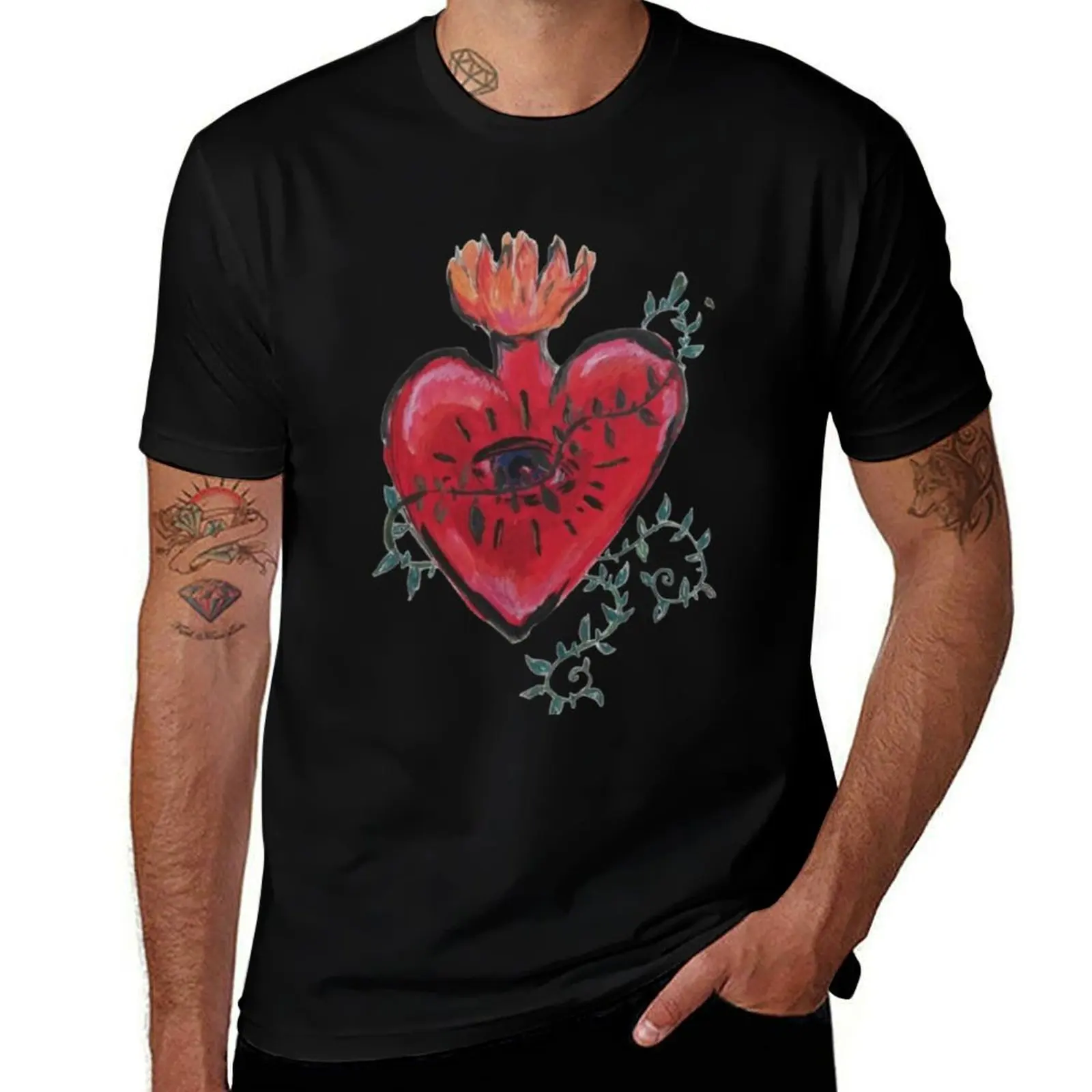 

man vintage graphic cotton t man ablaze t shirts shirts T-Shirt anime oversize t for for T-Shirt heart soft shirts