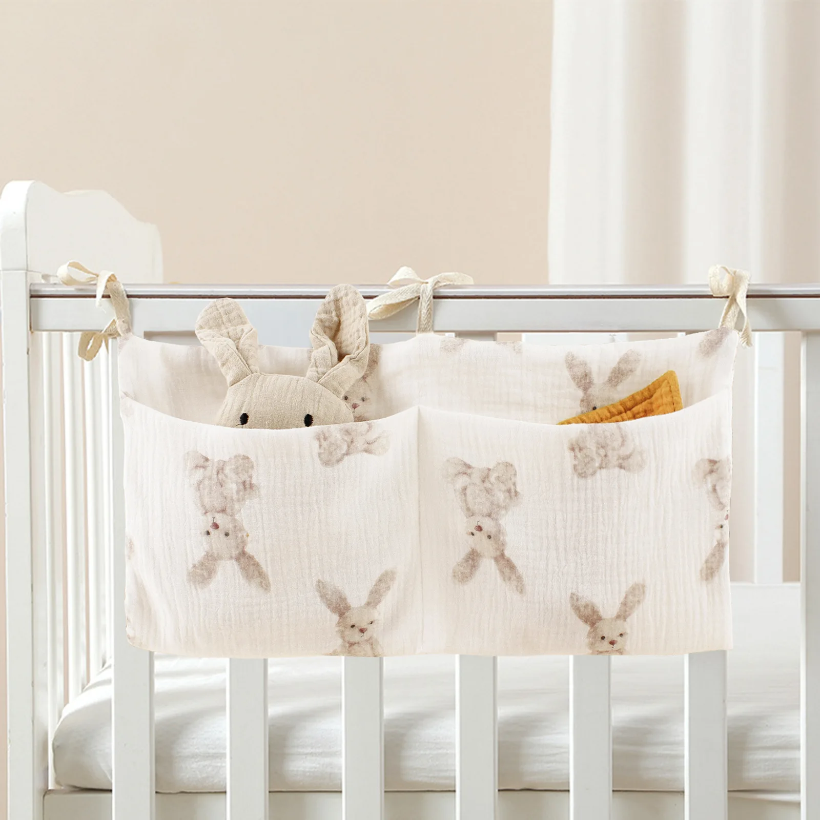 Borsa portaoggetti a doppia tasca sul comodino del bambino Borsa portaoggetti portatile per pannolini Borsa portaoggetti multifunzionale sul comodino del neonato carina