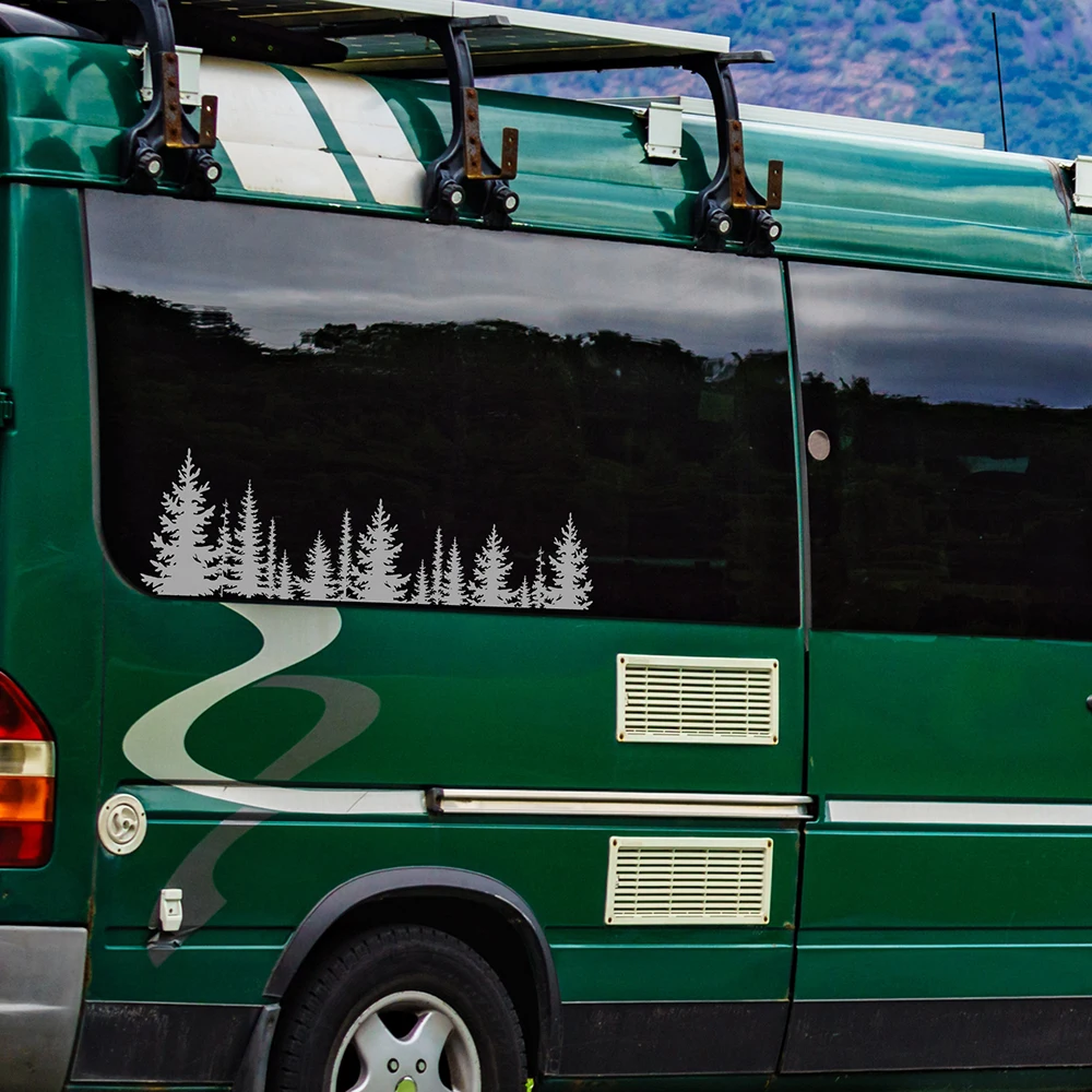 ملصق سيارة فينيل على شكل شجرة ، تخييم RV ، في الهواء الطلق ، أشجار ، غابة ، نافذة ، ملصق مصد للصدمات ، ضبط قطع غيار السيارات ، إكسسوارات