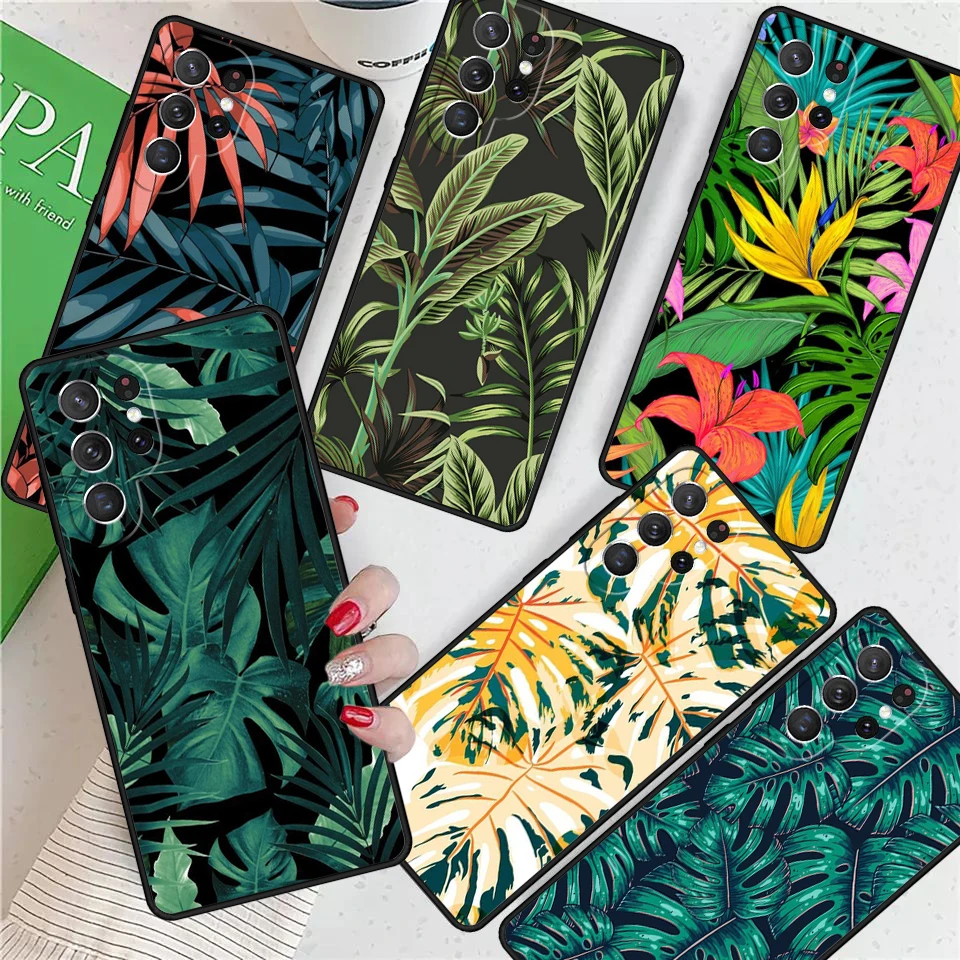 

Tropical Leaf Pattern For Samsung Galaxy S24 Ultra S21 S22 S8 S9 S10 5G Note 10 20 Plus FE S23 Phone case Cover Coque