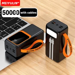 Portable Large Capacity Power Bank 50000mAh 22.5W Fast Charger With Cable 30000mAh External Spare Battery For iPhone Xiaomi