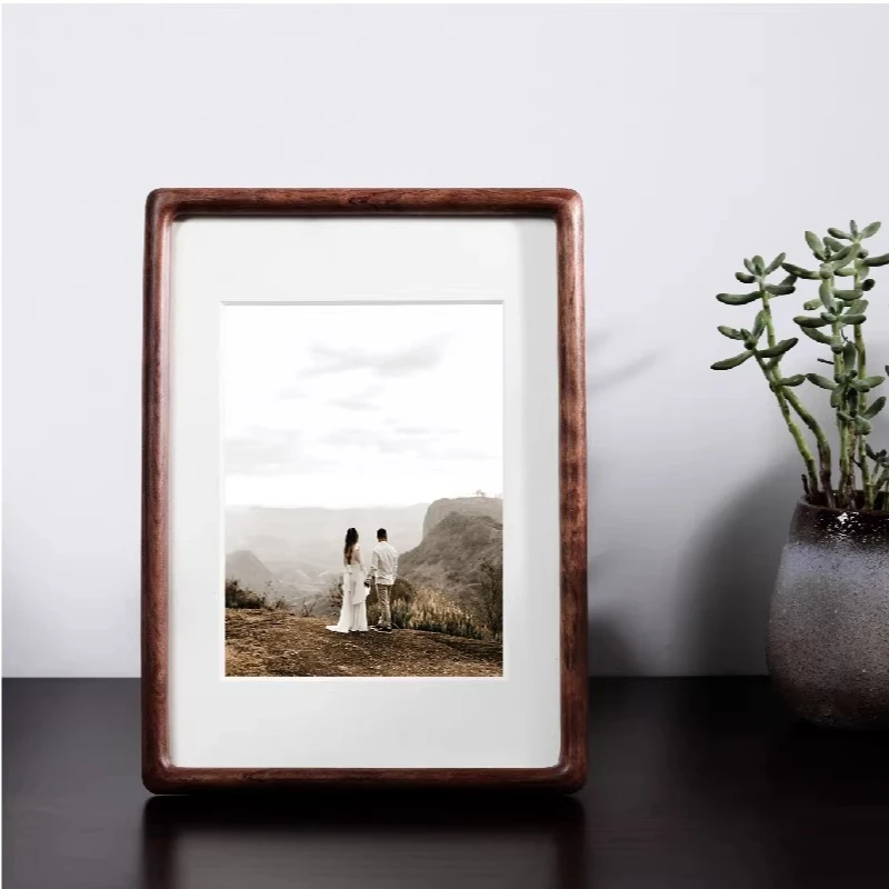 Round Wire Luxury Picture Frame Desk Small Ornaments Picture Frame Customize Wooden Photo Porta Retrato Digital Wall Decoration