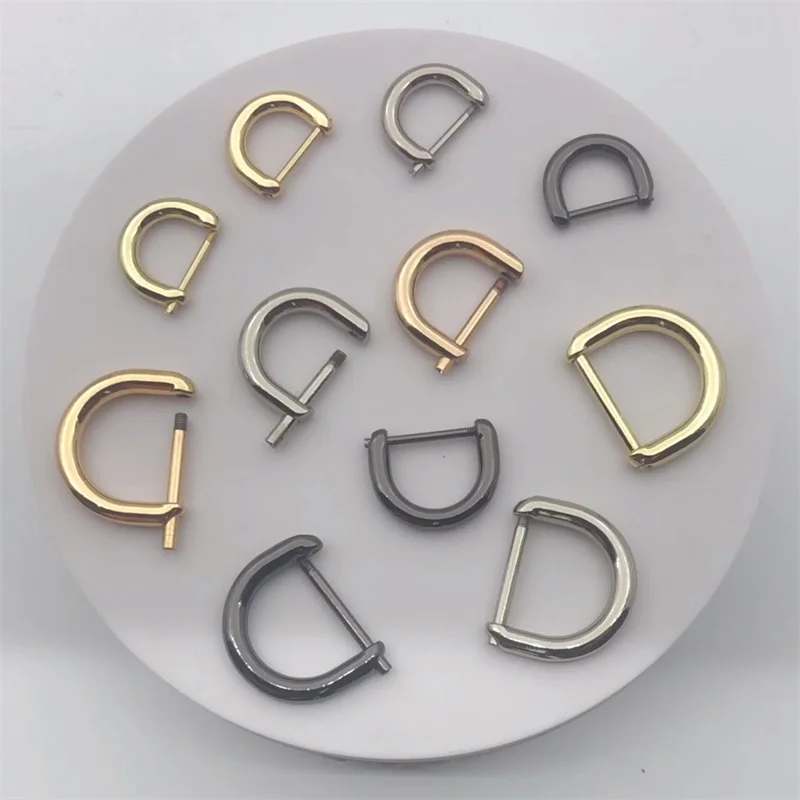 D Rings Screw in Shackle Horseshoe Buckle Horseshoe Shape D Ring D-Shaped Metal Hoop Locking DIY Leather Craft Purse Replacement