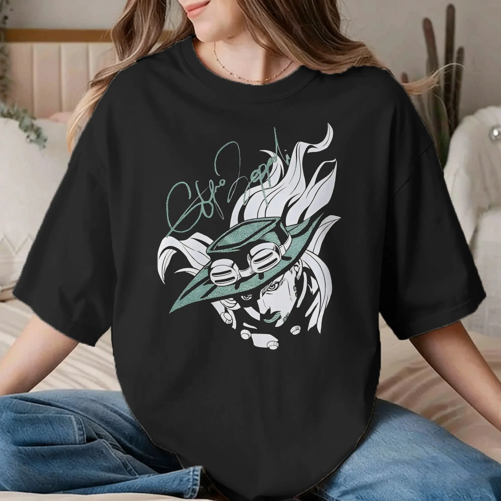 Men Women's Gyro Zeppeli T Shirt JoJos Anime  Pure Cotton Clothes Funny Short Sleeve Round Collar Tees Plus Size T-Shirt