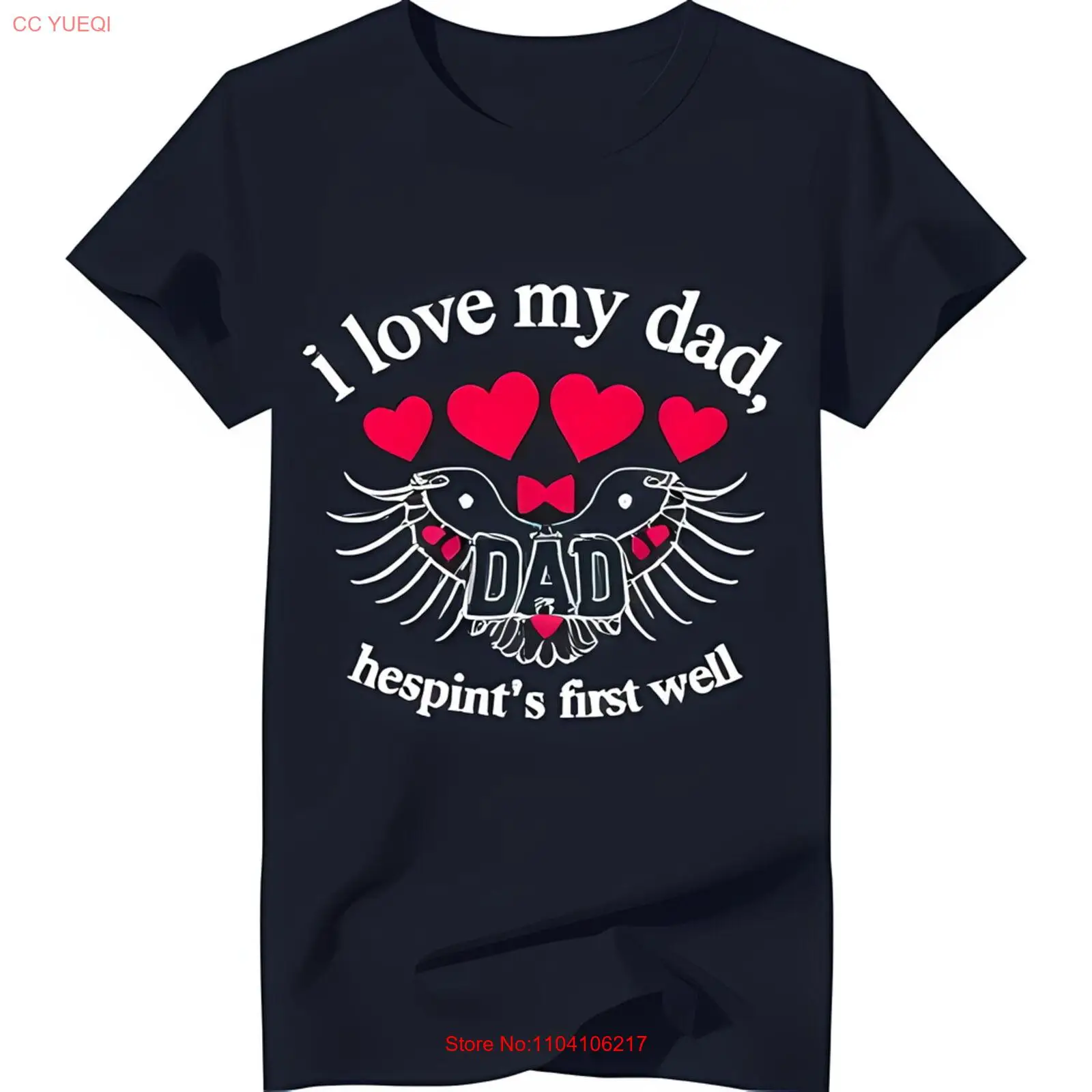 

Black T-Shirt with Heartfelt I Love My Dad Graphic & Bird Design